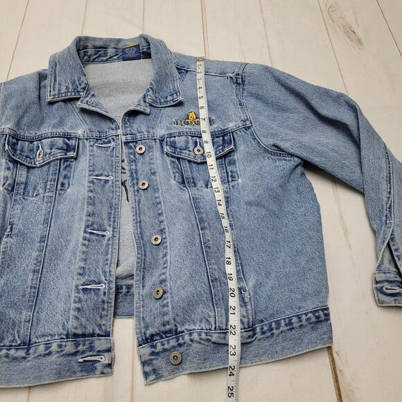 Vintage Disney Winnie the Pooh embroidered jean denim jacket distressed - Picture 3 of 8